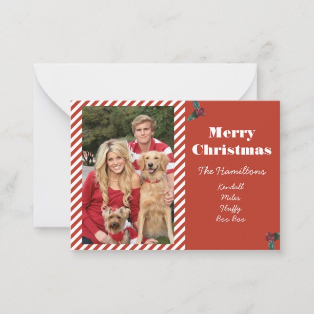 Candy Cane Weihnachts-Foto Weihnachtskarte Mitteilungskarte (Vorderseite)