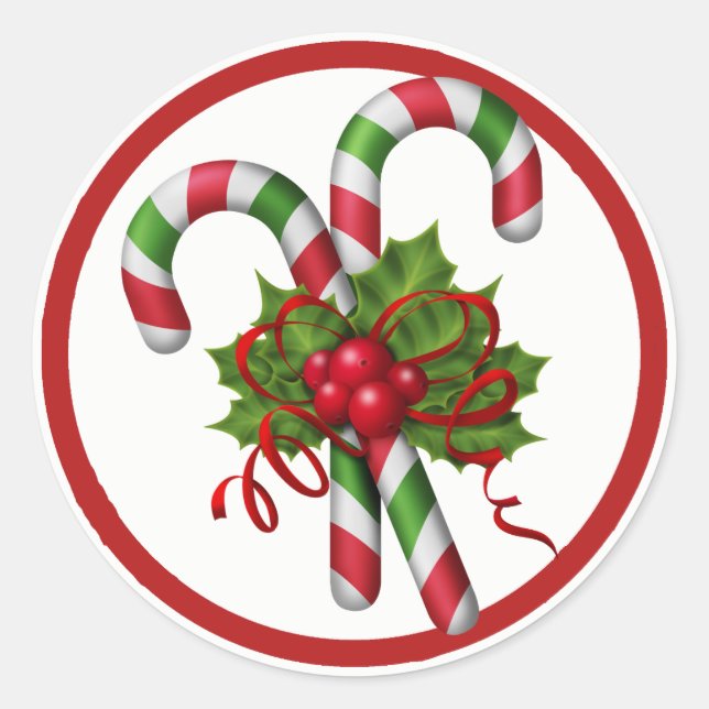 Candy Cane Weihnachtsaufkleber Runder Aufkleber (Vorderseite)