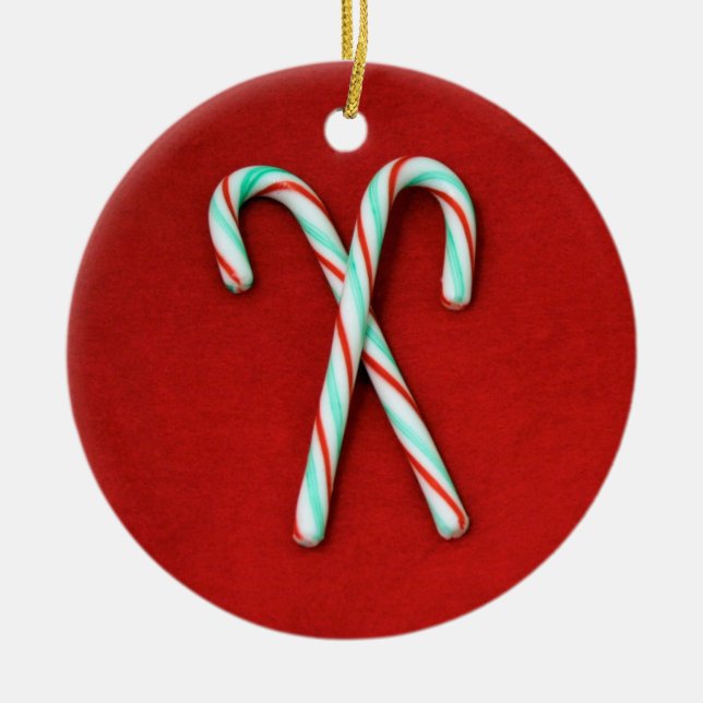 Candy Cane Weihnachtsdekoration Keramikornament (Vorne)