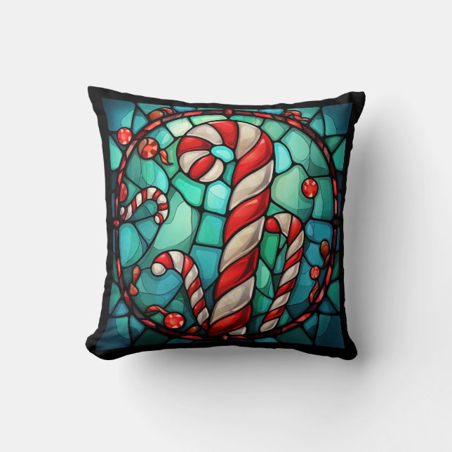 Candy Cane Weihnachtsglas Kissen (Vorderseite)