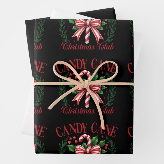Candy Cane Weihnachtsklub Squad Matching Winter Geschenkpapier Set (Beispiel)
