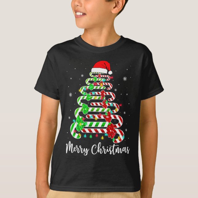 Candy Cane Weihnachtsmannmütze Funny Xmas Tree Mer T-Shirt (Vorderseite)