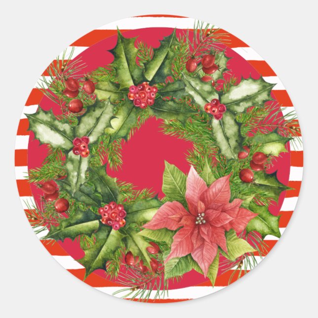 Candy Cane Weihnachtsrieftaufkleber Runder Aufkleber (Vorderseite)