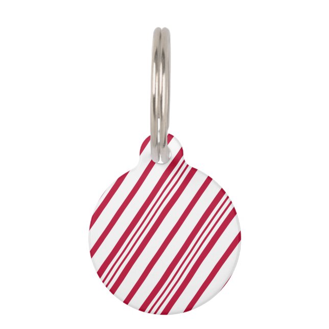 Candy Cane Weihnachtsstreifen Haustiermarke (Vorderseite)
