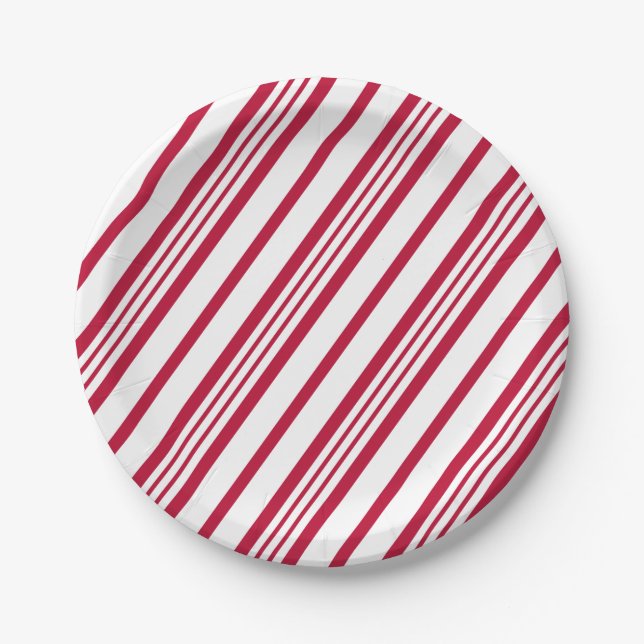 Candy Cane Weihnachtsstreifen Pappteller (Vorderseite)