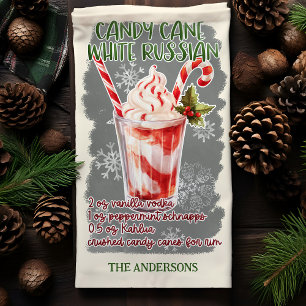 Candy Cane White Russian Weihnachtscocktail-Rezept Geschirrtuch