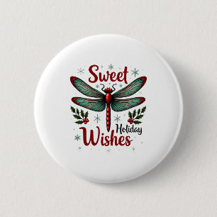 Candy Cane Wings Dragonfly Button