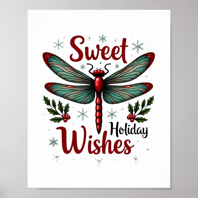 Candy Cane Wings Dragonfly Poster (Vorne)