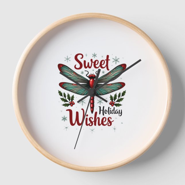 Candy Cane Wings Dragonfly Uhr (Vorderseite)