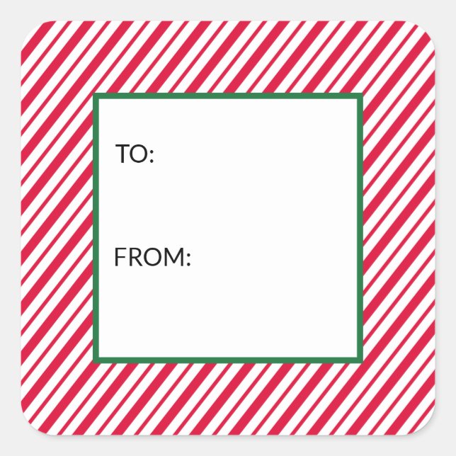Candy Cane wird von Quadratischer Aufkleber (Vorderseite)