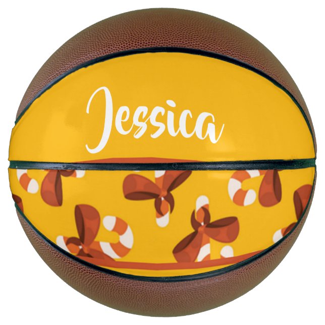 Candy cane wrapped with red bow pattern basketball (Vorderseite)