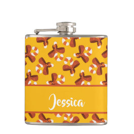 Candy cane wrapped with red bow pattern flachmann