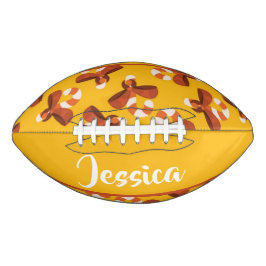 Candy cane wrapped with red bow pattern football