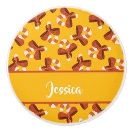 Candy cane wrapped with red bow pattern keramikknauf