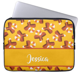 Candy cane wrapped with red bow pattern laptopschutzhülle