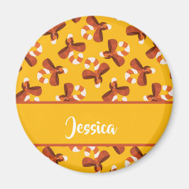 Candy cane wrapped with red bow pattern magnet