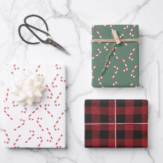 Candy cane wrapping paper geschenkpapier set