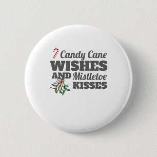 Candy Cane wünscht und Mistletoe Kisses Christmas Button