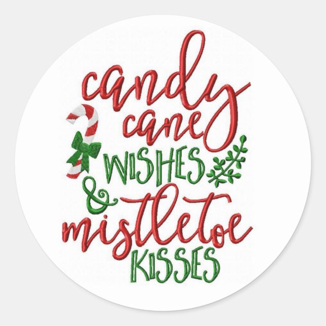 Candy Cane wünscht Weihnachten Runder Aufkleber (Vorderseite)