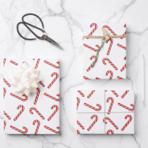 Candy Cane Zeichnungen in rot-grün Geschenkpapier Set