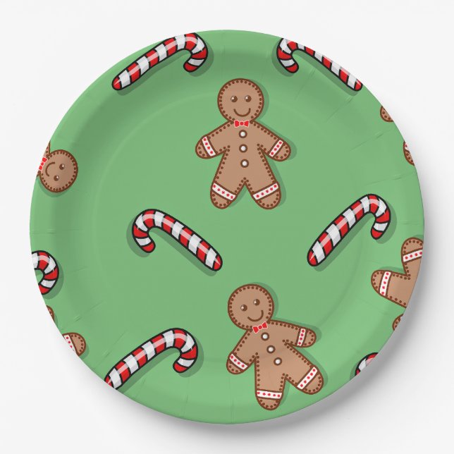 Candy Canes and Gingerbrei Pappteller (Vorderseite)