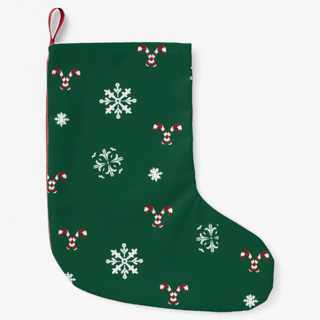 Candy Canes and Snowflakes Stocking Kleiner Weihnachtsstrumpf (Vorderseite)