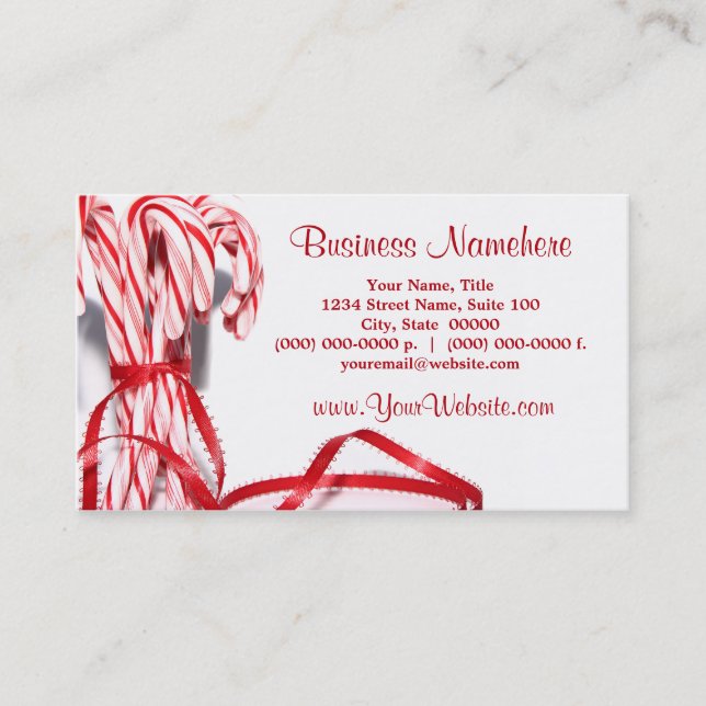 Candy Canes Business Cards Visitenkarte (Vorderseite)