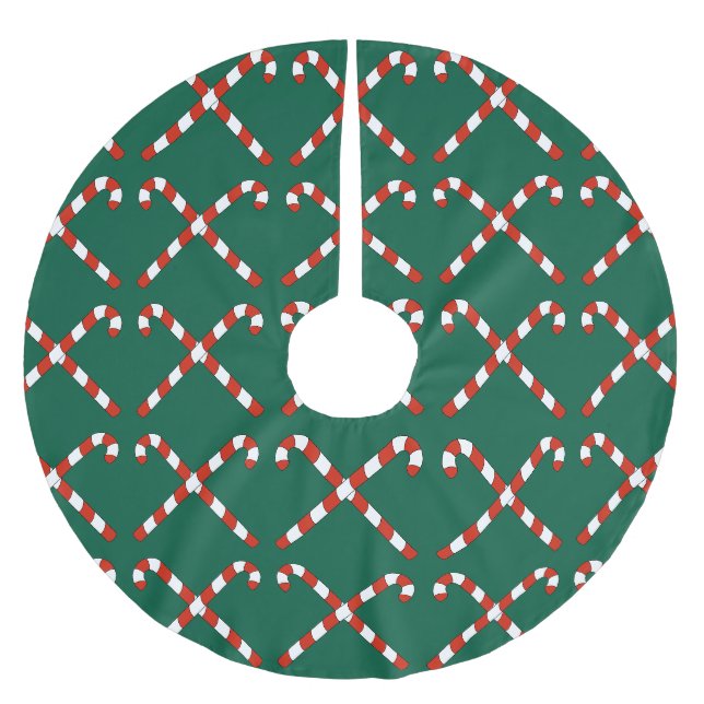 Candy Canes Crossed Polyester Weihnachtsbaumdecke (Vorderseite)