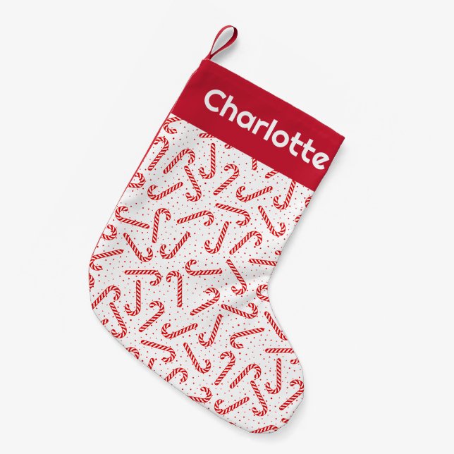 Candy Canes Design Kleiner Weihnachtsstrumpf (Vorderansicht (hängend))