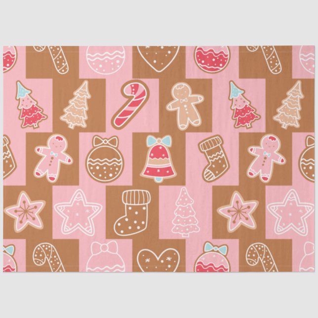 Candy Canes Gingerbrot Men Stars Weihnachten Seidenpapier (Vorderseite)