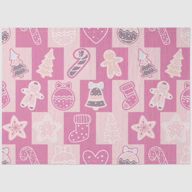 Candy Canes Gingerbrot Men Stars Weihnachten Seidenpapier (Vorderseite)