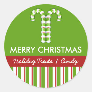 Candy Canes grüne Candy Gift Jar Round Label Runder Aufkleber