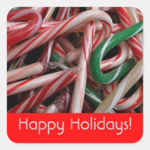 Candy Canes Happy Ferien Quadratischer Aufkleber