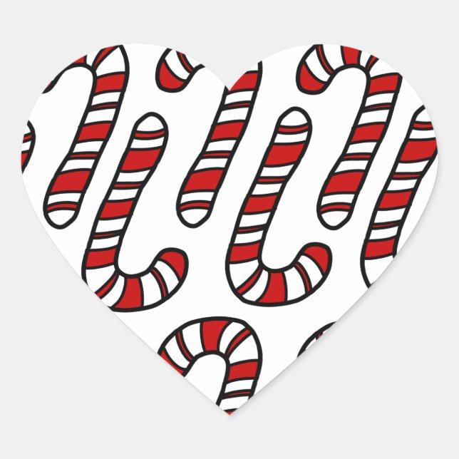 Candy Canes Herz-Aufkleber (Vorderseite)