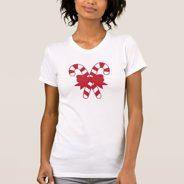 Candy Canes mit Bow T-Shirt (Vorderseite)