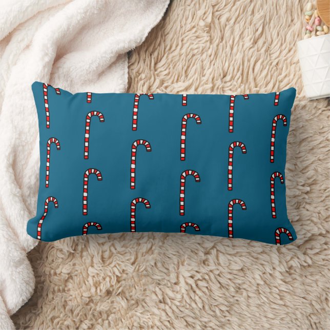 Candy Canes on Navy Blue Background Lendenkissen (Decke)