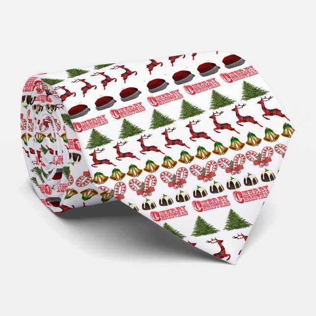 Candy Canes, Puddings und Weihnachtsbaummuster, Krawatte (Gerollt)