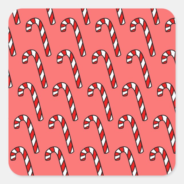 Candy Canes Quadratischer Aufkleber (Vorderseite)