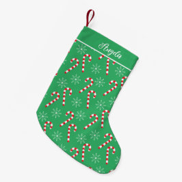 Candy Canes Snowflakes Grün Weihnachtsfest Strumpf Kleiner Weihnachtsstrumpf