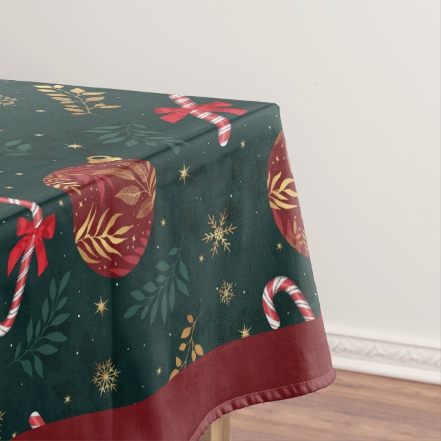 Candy Canes Snowflakes Red Christmas Balls Green Tischdecke (Beispiel)