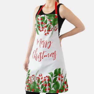 Candy Canes und Christmas Holly Schürze