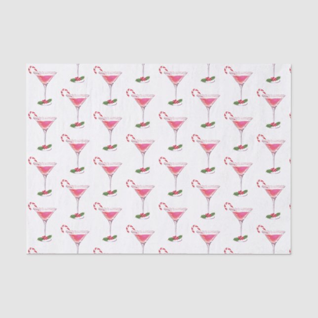 Candy Canes und Cocktails Muster Weihnachten Seidenpapier (Vorderseite)