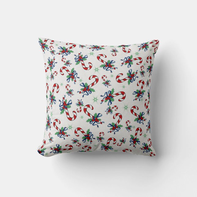 Candy Canes und Greenery Pattern Kissen (Vorderseite)
