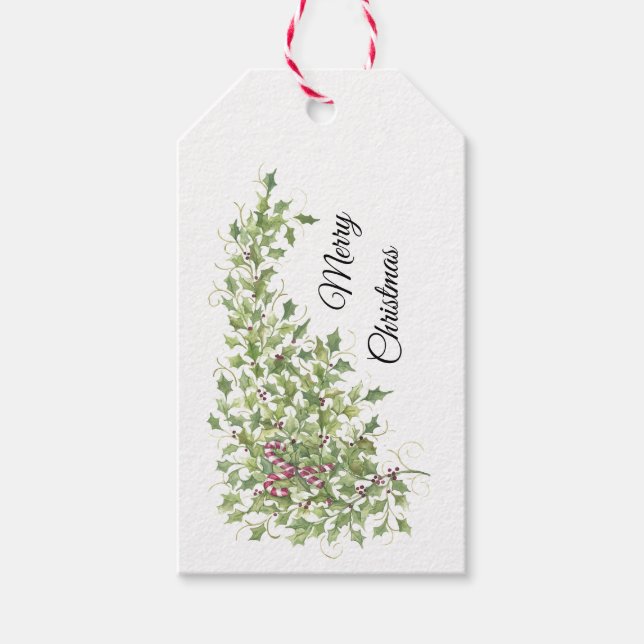 Candy Canes und Holly Geschenkanhänger (Vorderseite)