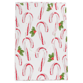 Candy Canes und Holly Geschenktasche Mittlere Geschenktüte