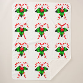 Candy Canes und Holly Sherpa Blanket Sherpadecke