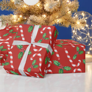 Candy Canes und Mistletoe Geschenkpapier
