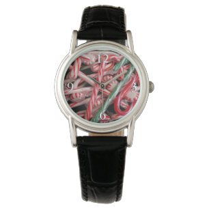 Candy Canes und Pfefferminz Weihnachtsfeiertag Armbanduhr