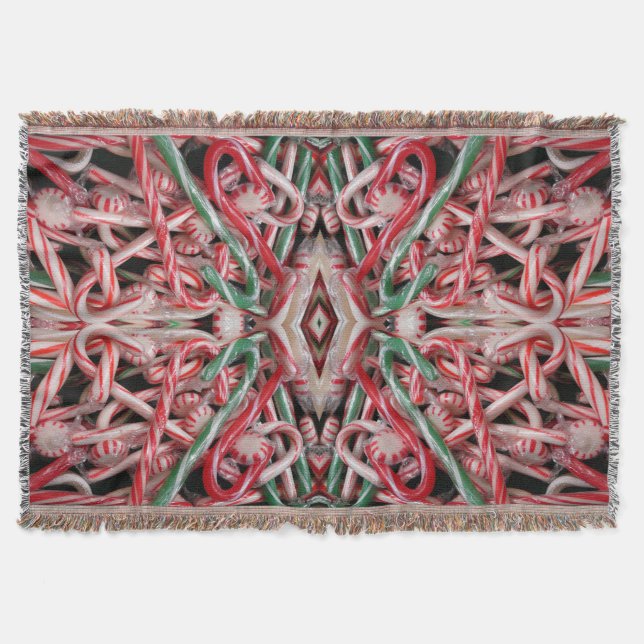 Candy Canes und Pfefferminz Weihnachtsfeiertag Decke (Vorderseite)