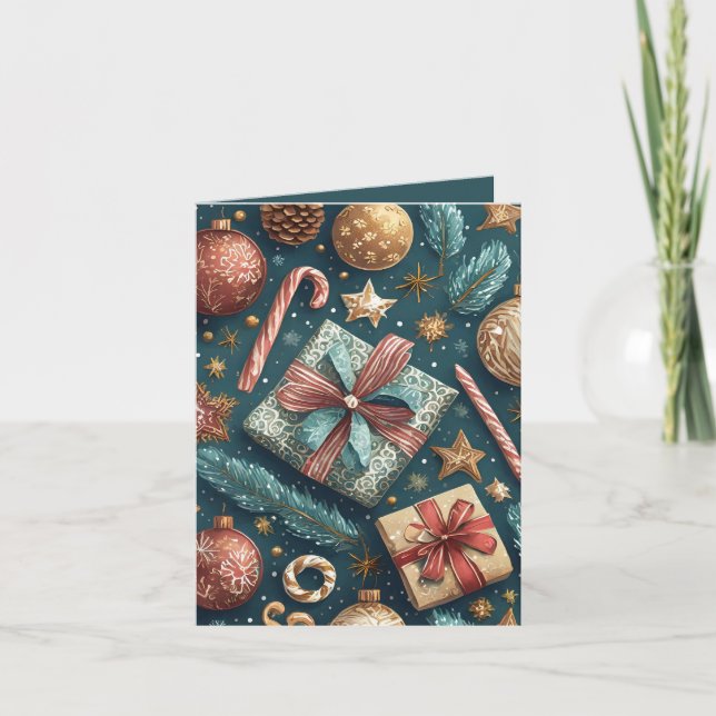 Candy Canes und Prestige Urlaub Feiertagskarte (Vorderseite)